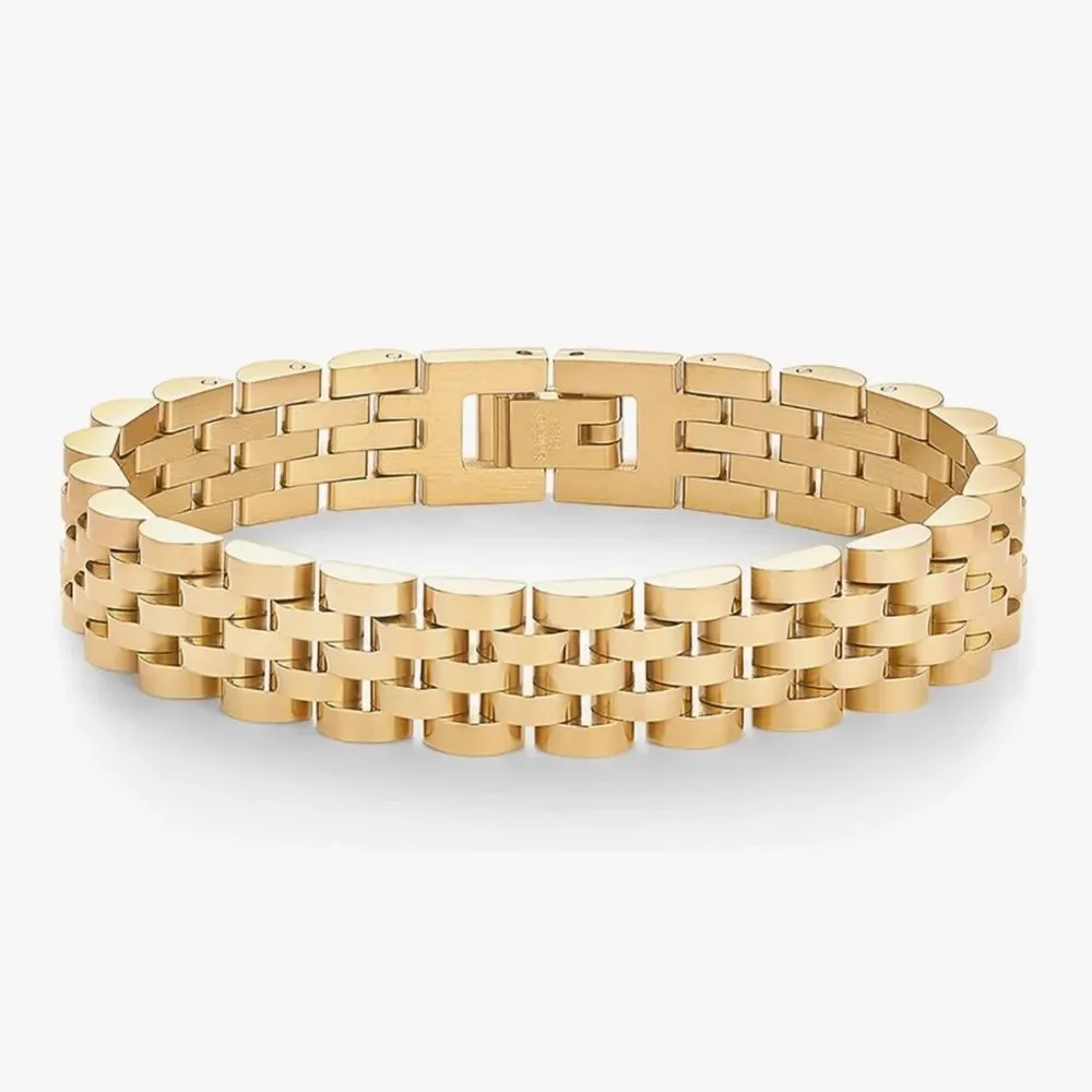 NEW 14K Gold Plated Waterproof Watch Strap Chain Bracelet